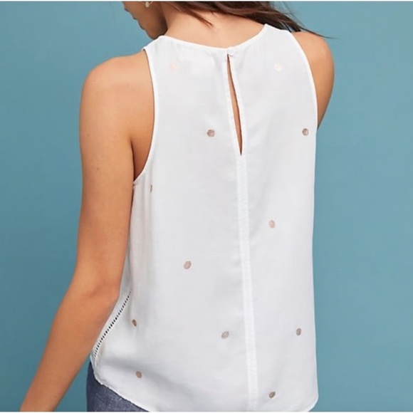 Cloth & Stone White Sleeveless Polkadot Tencil Top - Picture 2 of 5